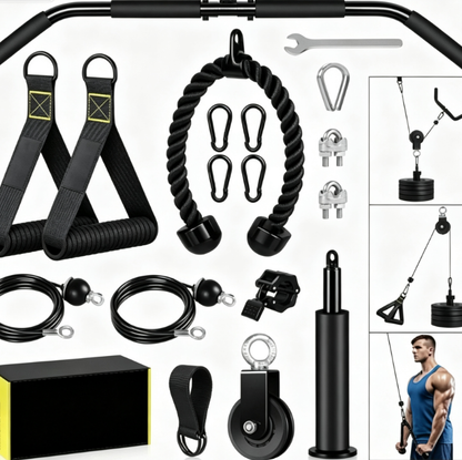 Sistema de Poleas FitPro Cable Trainer — Kit de 3 Secciones para Casa