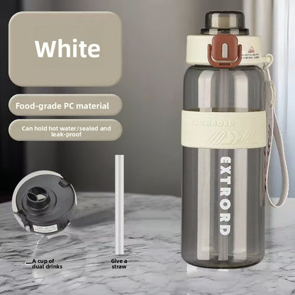 FitPro Hydro 800 ml Spor Şişesi — Çift Kapak ve Pipet