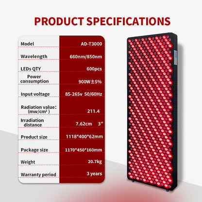 Lámpara de Fototerapia FitPro Red Light Pro — Luz Roja 660nm y 850nm Cuerpo Completo