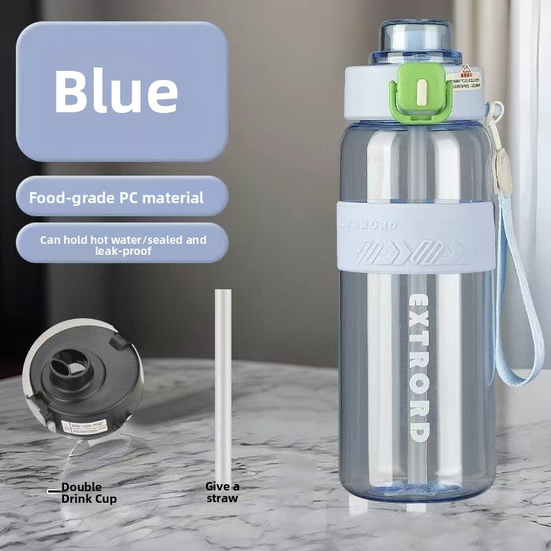 FitPro Hydro 800 ml Spor Şişesi — Çift Kapak ve Pipet