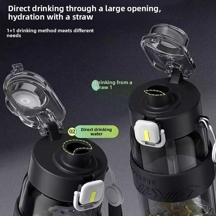 Botella Deportiva FitPro Hydro 800 ml — Doble Tapa y Pajita