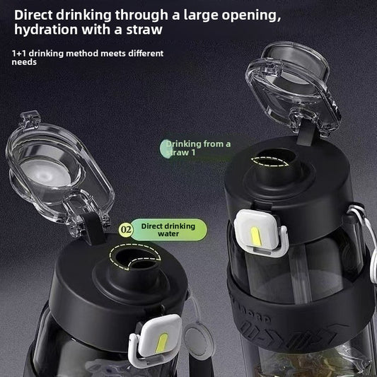 Botella Deportiva FitPro Hydro 800 ml — Doble Tapa y Pajita