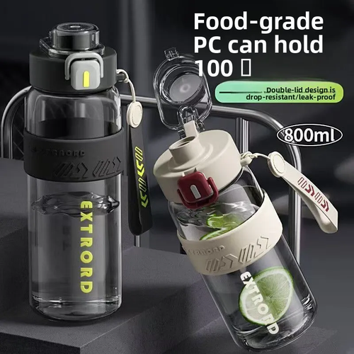 Botella deportiva FitPro Hydro 800 ml en negro y beige