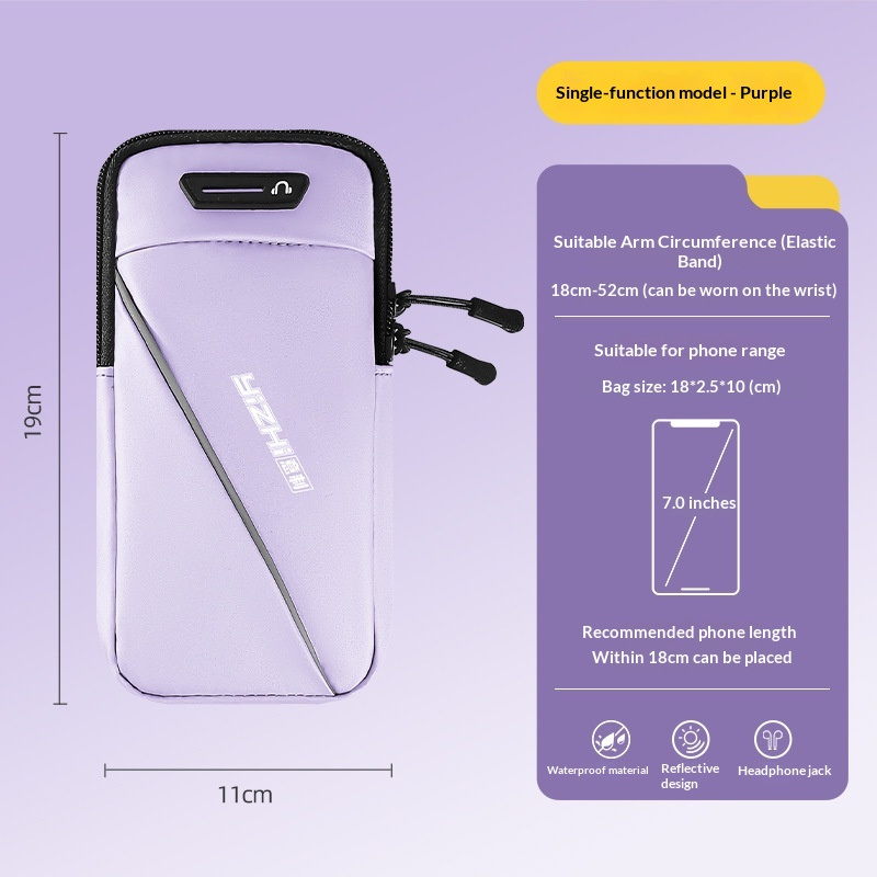 Bolso de brazo deportivo morado con banda elástica