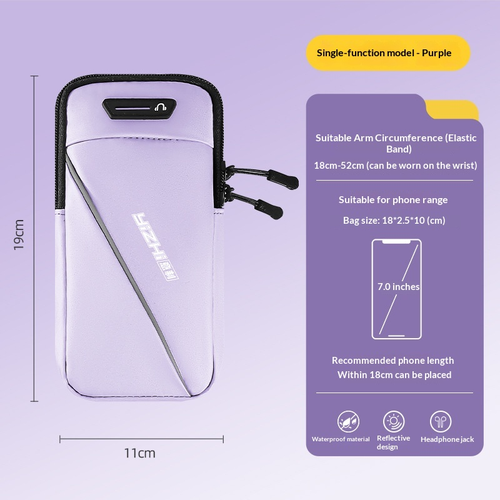 Bolso de brazo deportivo morado con banda elástica