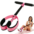 Banda elástica de resistencia FitPro rosa con barra acolchada y correas para los pies