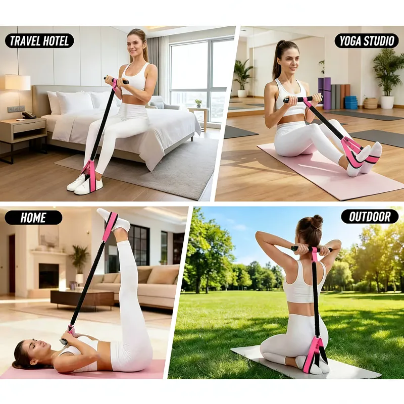 Ejercicios con la banda elástica FitPro en casa, hotel, estudio de yoga y exterior